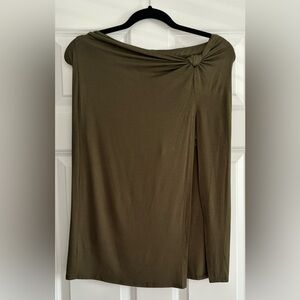 Love Culture Army Green High Slit Skirt with Shorts Underneath- size: medium